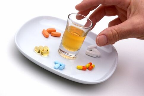 Tabletten und Alkohol nach dem Entfernen der Gallenblase